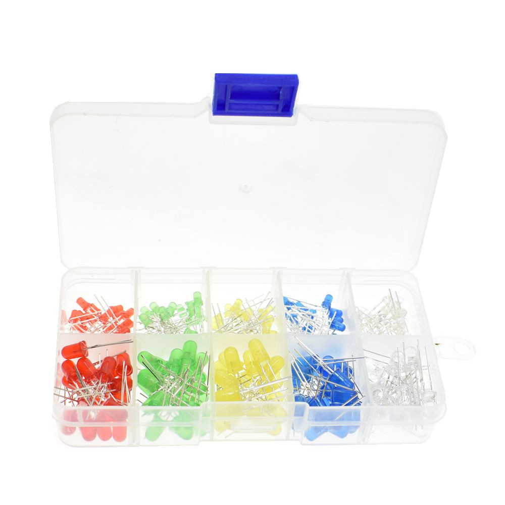 200PC/Lot 3MM 5MM Led Kit With Box Mixed Color Red Green Yellow Blue White Light Emitting Diode Assortment 20PCS Each New