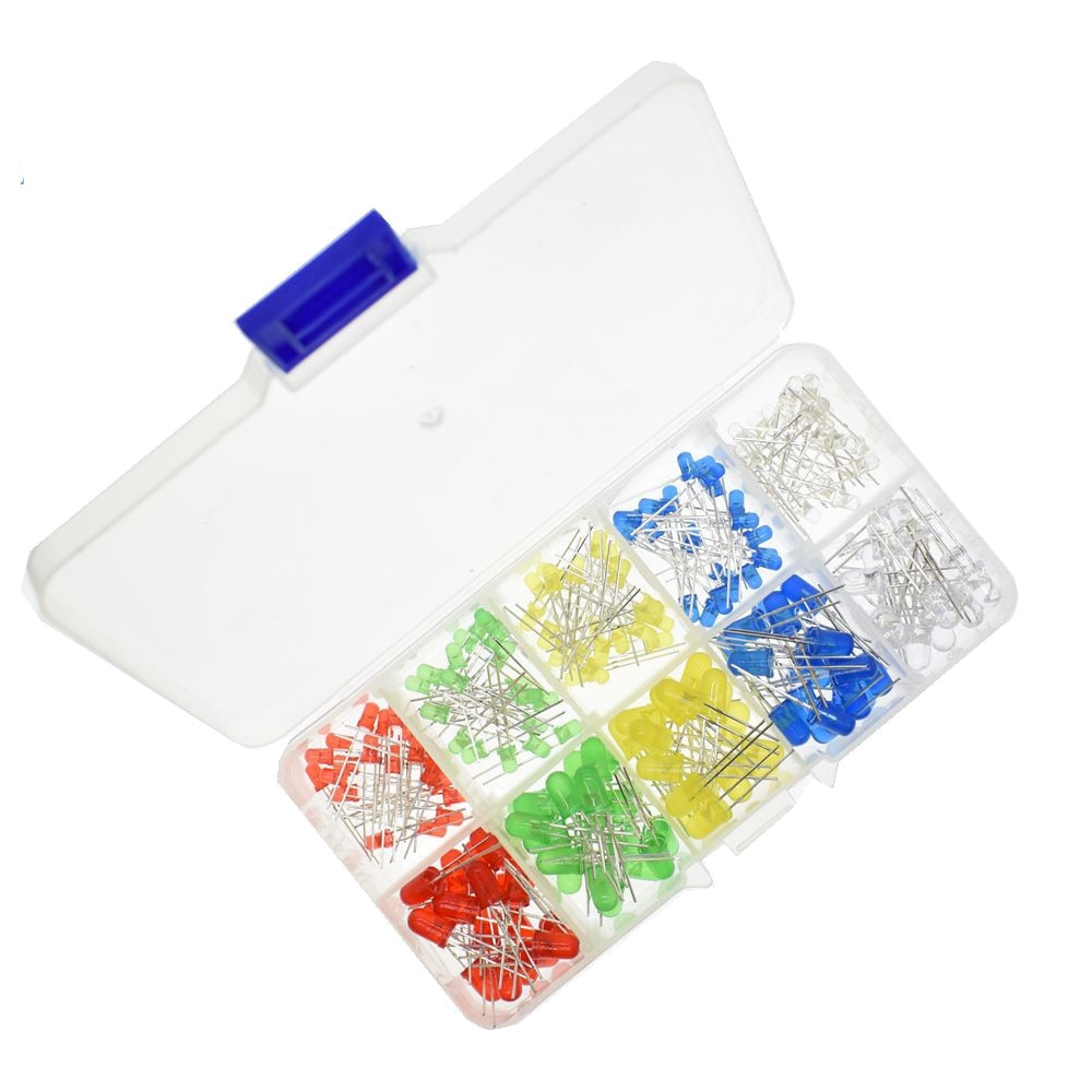 200PC/Lot 3MM 5MM Led Kit With Box Mixed Color Red Green Yellow Blue White Light Emitting Diode Assortment 20PCS Each New