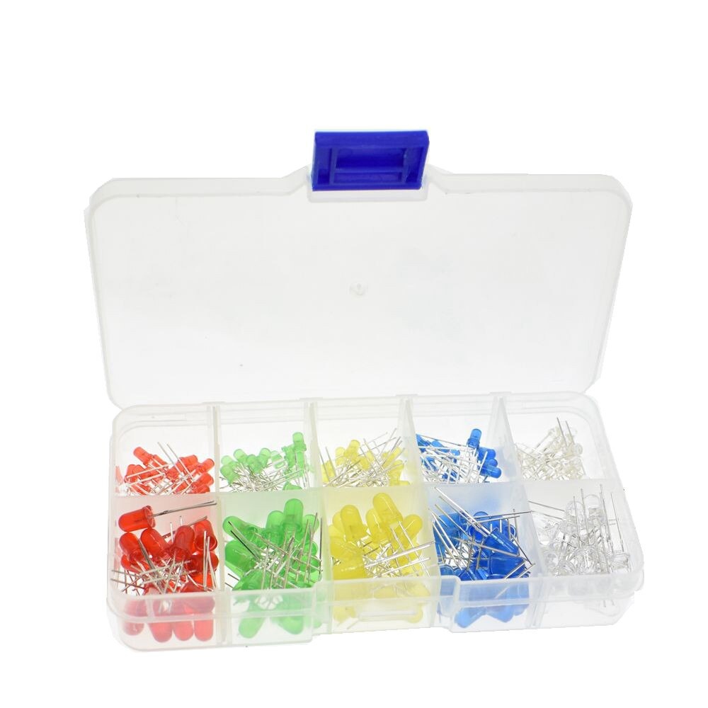 200PC/Lot 3MM 5MM Led Kit With Box Mixed Color Red Green Yellow Blue White Light Emitting Diode Assortment 20PCS Each New