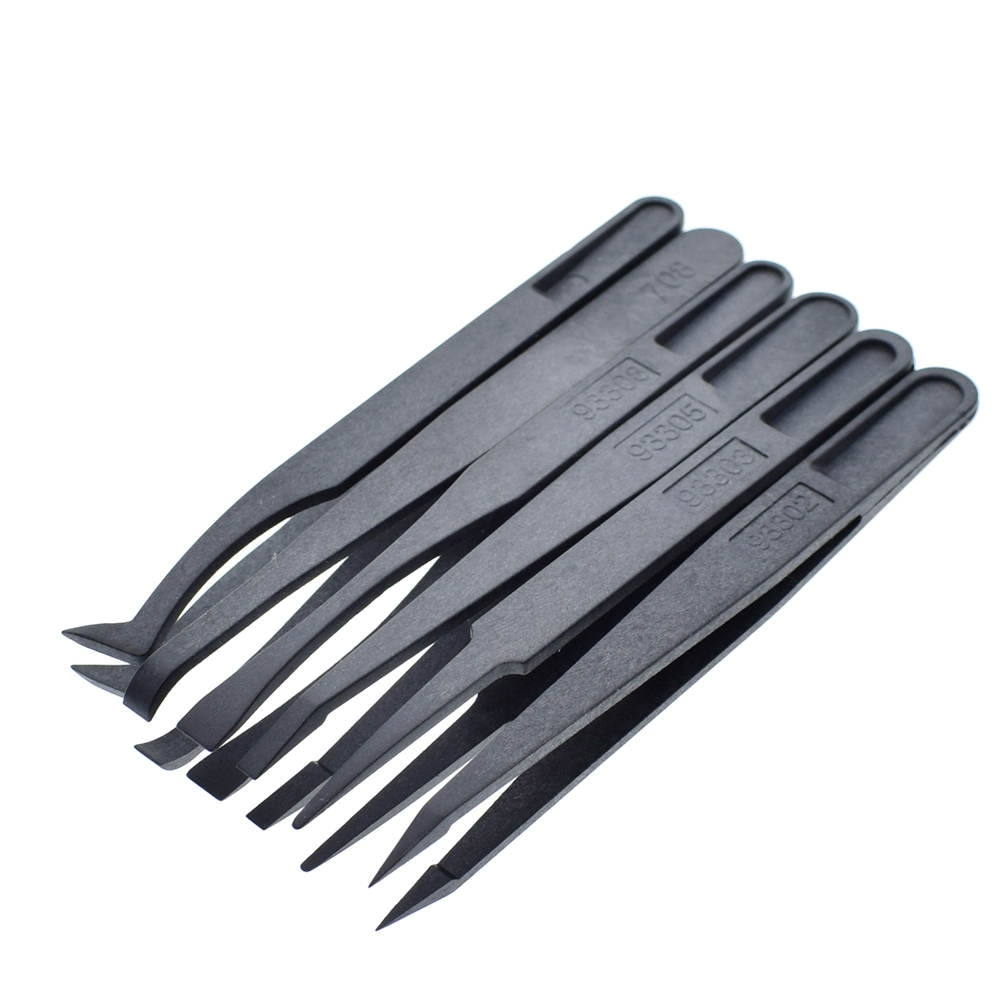 Anti-static Electronic Tweezers Kit ESD Plastic Forceps PCB Repair Hand Tools Set
