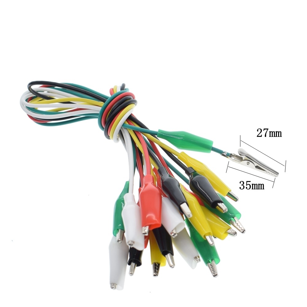 10PCS Alligator Clips 50CM Electrical DIY Test Leads Alligator Double-ended Crocodile Clips Roach Clip Test Jumper Wire