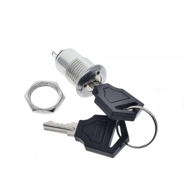 12mm Stainless Steel Electronic Key Switch ON OFF Lock Switch Phone Lock Security Power Switch 12*21mm S1203 2PIN 2 Keys