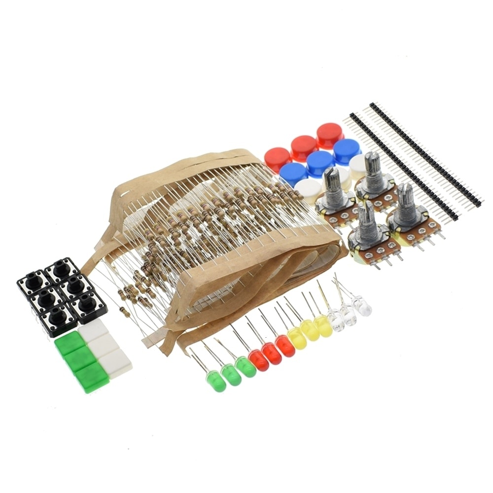 1 sets Handy Portable Resistor Kit for Arduino Starter Kit UNO R3 LED potentiometer tact switch pin header