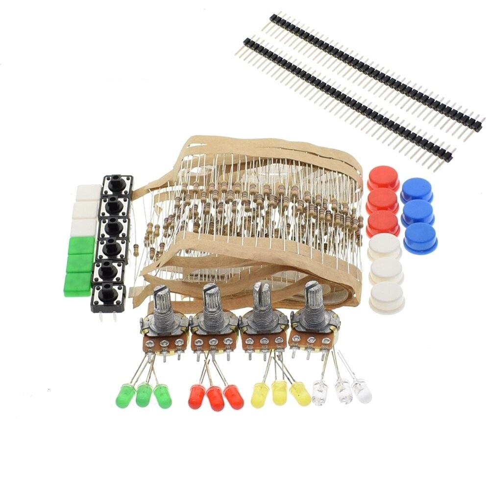1 sets Handy Portable Resistor Kit for Arduino Starter Kit UNO R3 LED potentiometer tact switch pin header