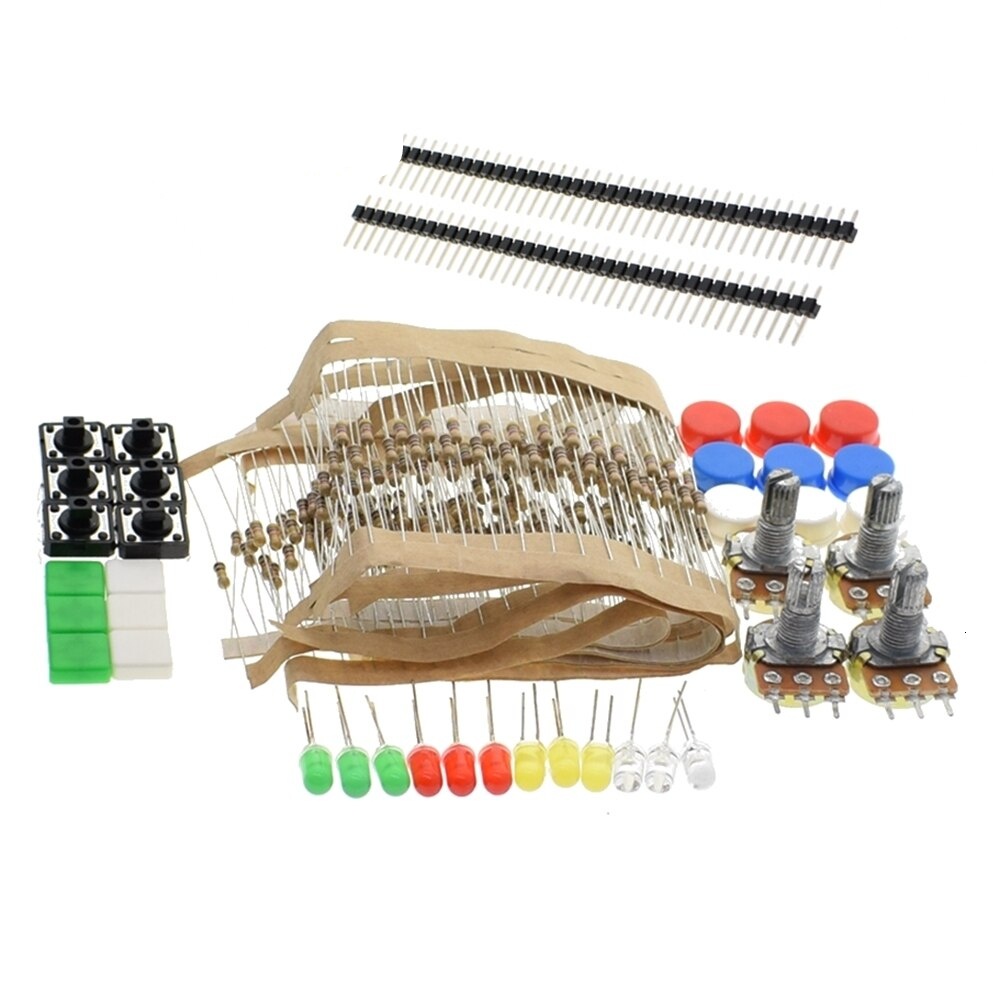 1 sets Handy Portable Resistor Kit for Arduino Starter Kit UNO R3 LED potentiometer tact switch pin header