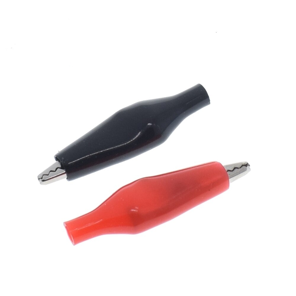 10pcs/lot 28MM Metal Alligator Clip G98 Crocodile Electrical Clamp for Testing Probe Meter Black and Red with Plastic Boot Rated