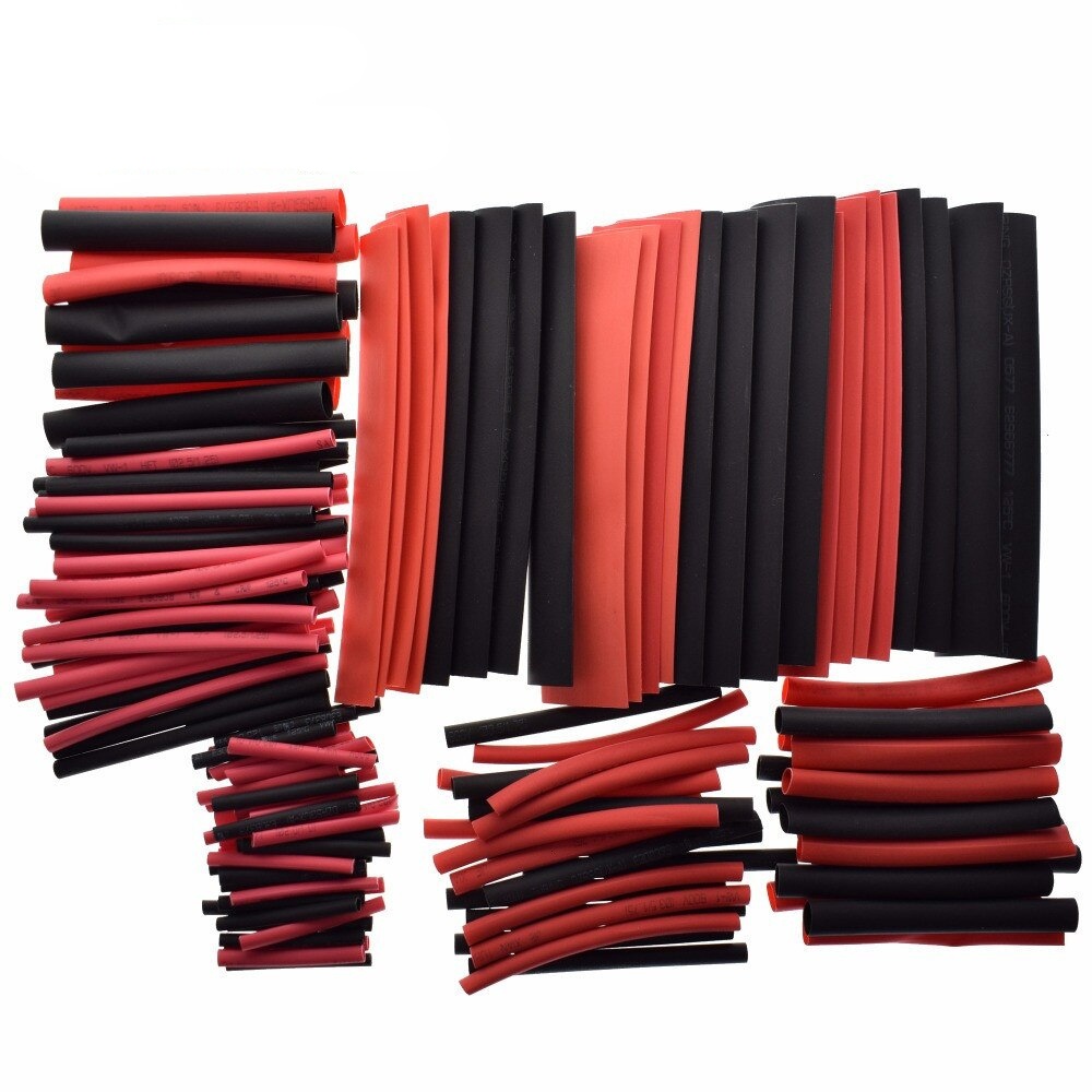 1set 150PCS 7.28m Black And Red 2:1 Assortment Heat Shrink Tubing Tube Car Cable Sleeving Wrap Wire Kit