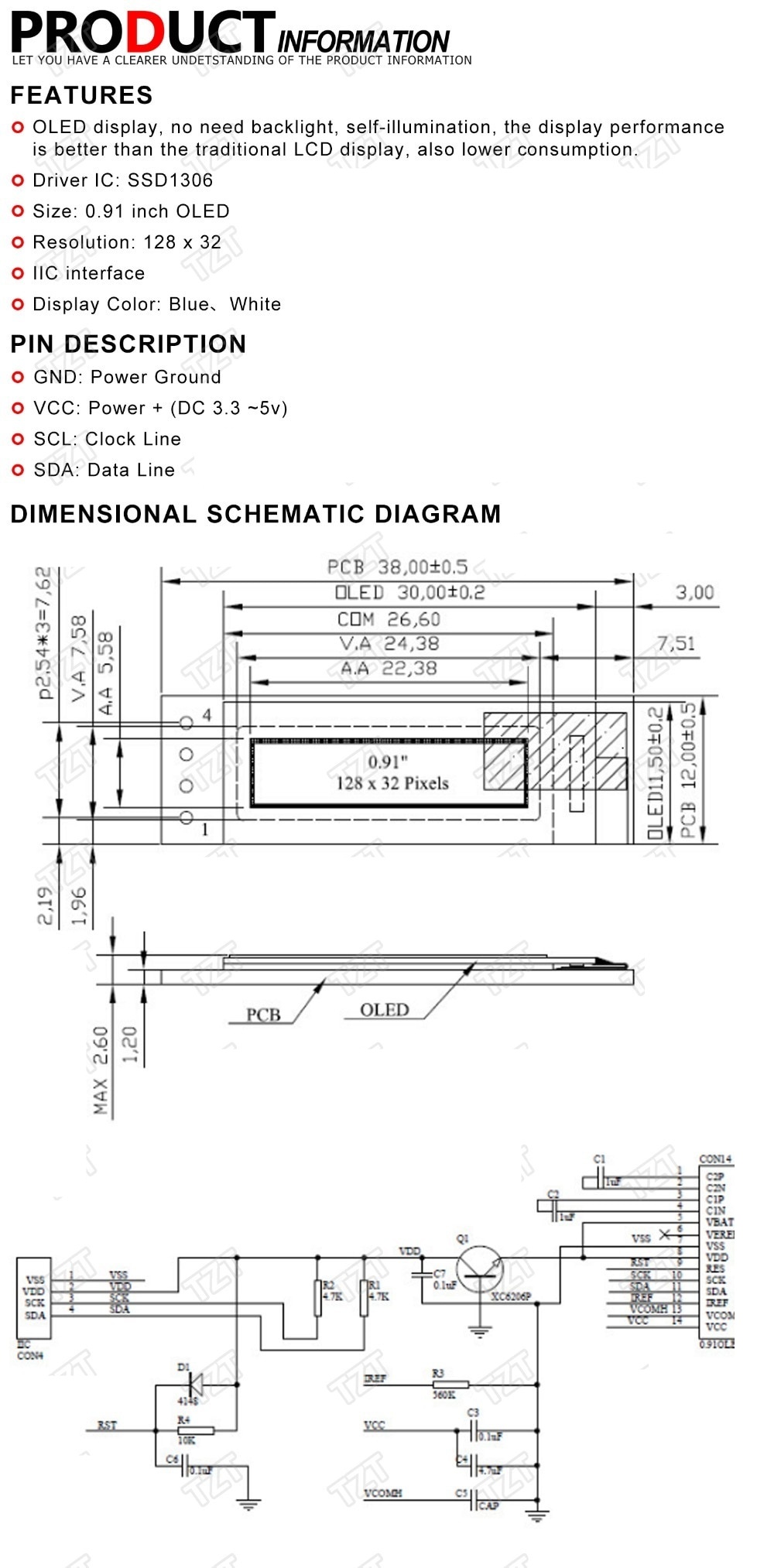 0.91 inch OLED module 0.91" white/blue OLED 128X32 OLED LCD LED Display Module 0.91" IIC Communicate for ardunio