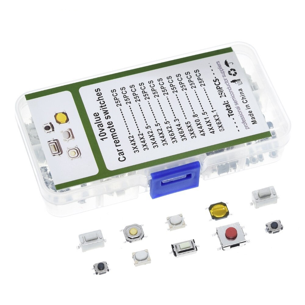 250PCS 10 Types Tactile Push Button Touch Switch Remote Keys Button Microswitch Hot Sale