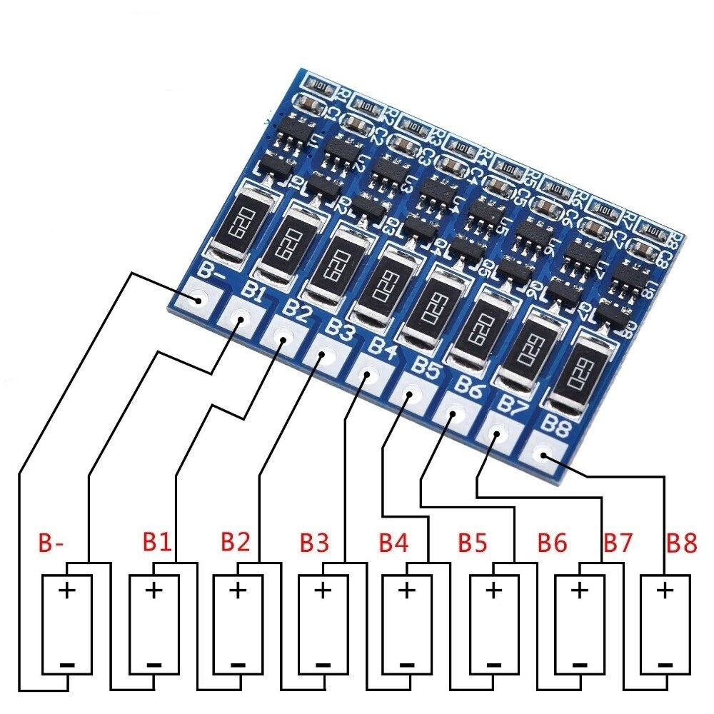 8S 4.2v li-ion balancer board 18650 li-ion balancing full charge battery balance board