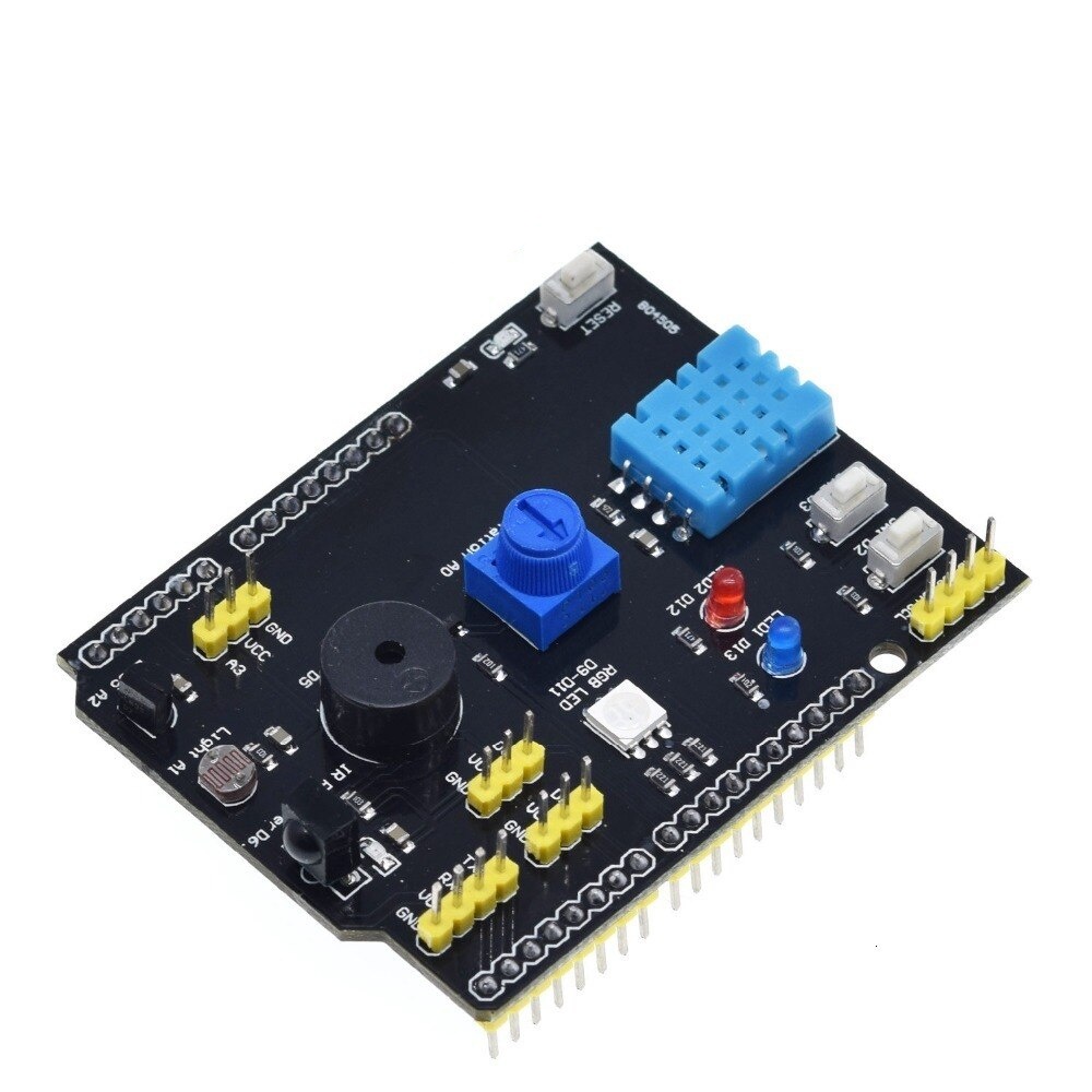 DHT11 LM35 Temperature Humidity Sensor Multifunction Expansion Board Adapter For Arduino UNO R3 RGB LED IR Receiver Buzzer I2C