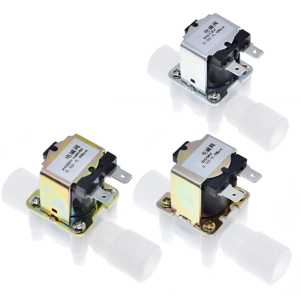 1/2" Plastic Solenoid Valve 12V 24V 220V Magnetic Washing Machine Dispenser Drinking Water Pneumatic Pressure Controller Switch