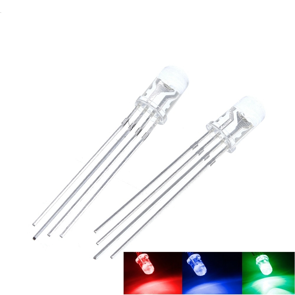 1 pc 5mm RGB LED Common Cathode Tri-Color Emitting Diodes f5 RGB Diffused