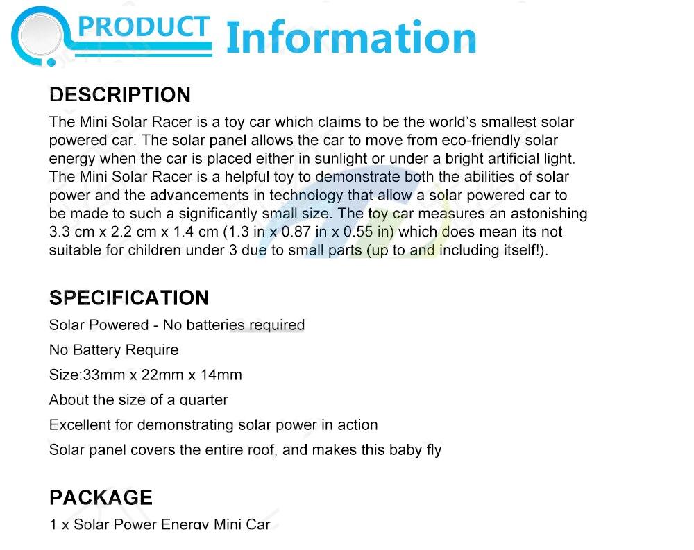 Solar Toys For Kids Smallest Solar Power Mini Toy Car Racer Educational Solar Powered Toy