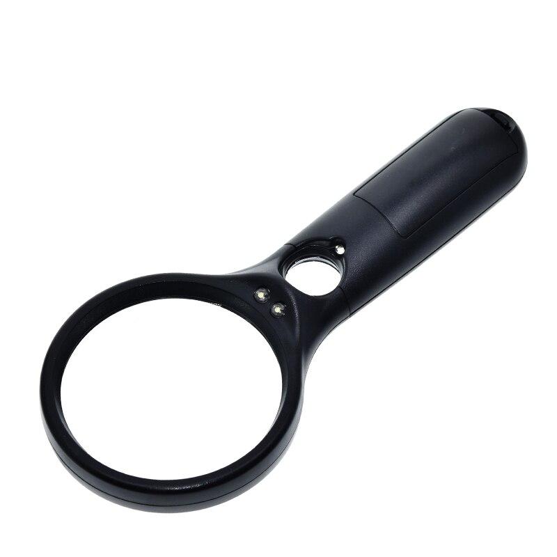 Handheld 3X 45X Illuminated Magnifier Microscope Magnifying Glass Aid Reading for Seniors loupe Jewelry Repair Tool With 3 LED
