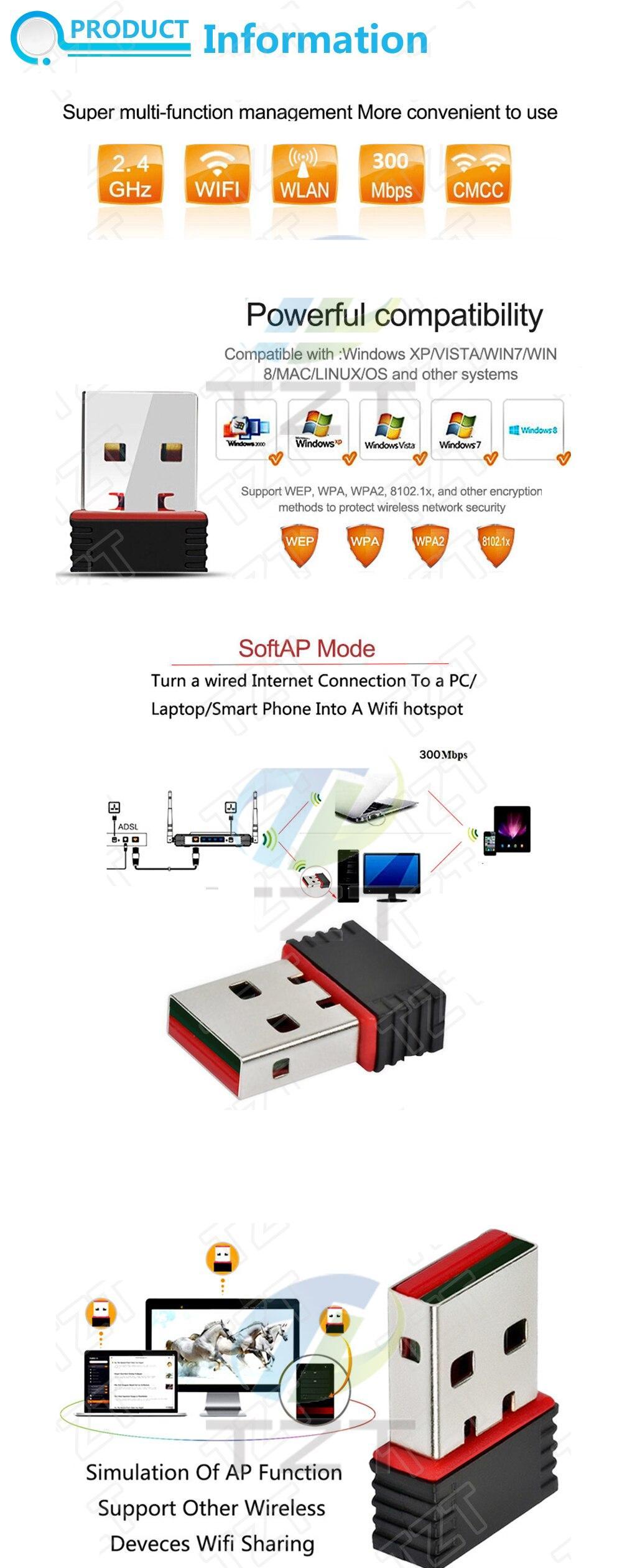 MT7601 Mini USB Wifi Adapter 802.11n Antenna 150Mbps USB Wireless Receiver Dongle Network Card External Wi-Fi For Desktop Laptop