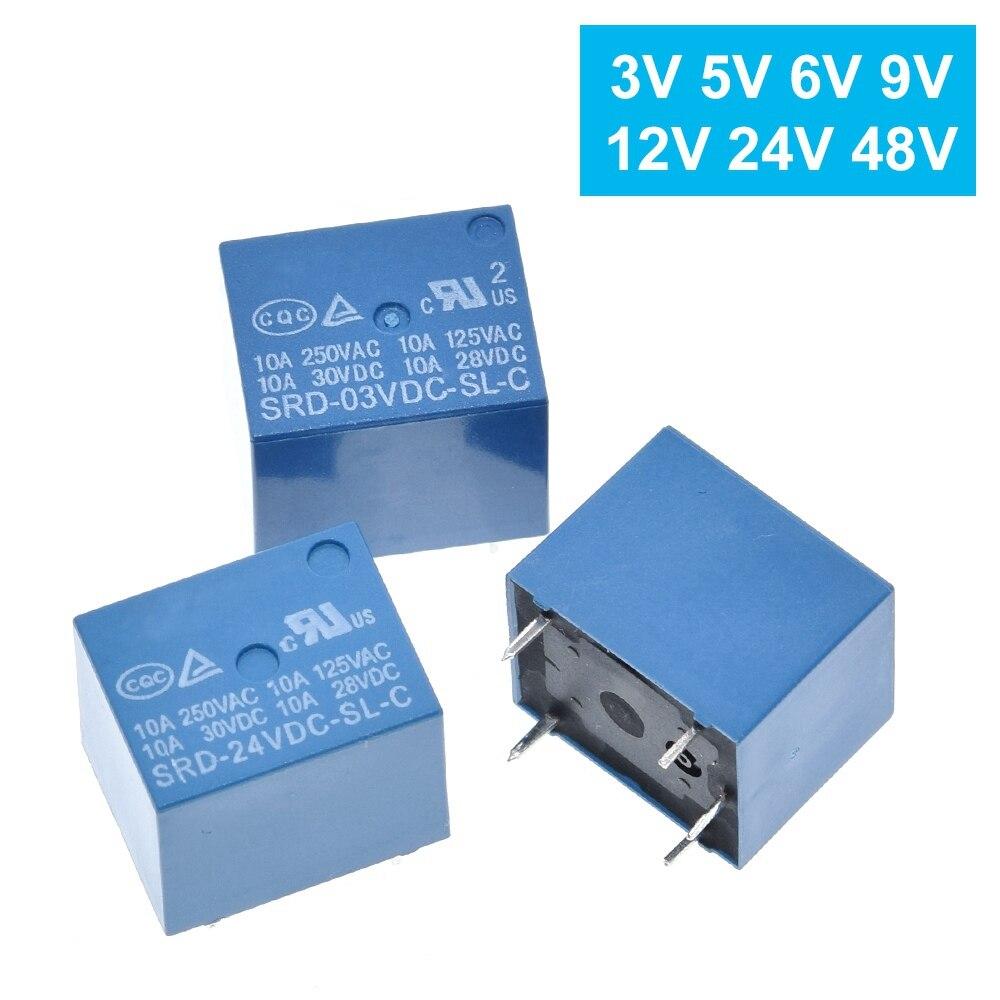 Relays SRD-03VDC-SL-C SRD-05VDC-SL-C SRD-06VDC-SL-C SRD-09VDC-SL-C SRD-12VDC-SL-C 3V 5V 6V 9V 12V 24V 48V 10A 250VAC 5PIN