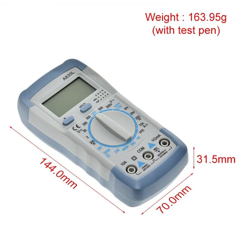 A830L LCD Digital Multimeter DC AC Voltage Diode Freguency Multitester Volt Tester Test Current