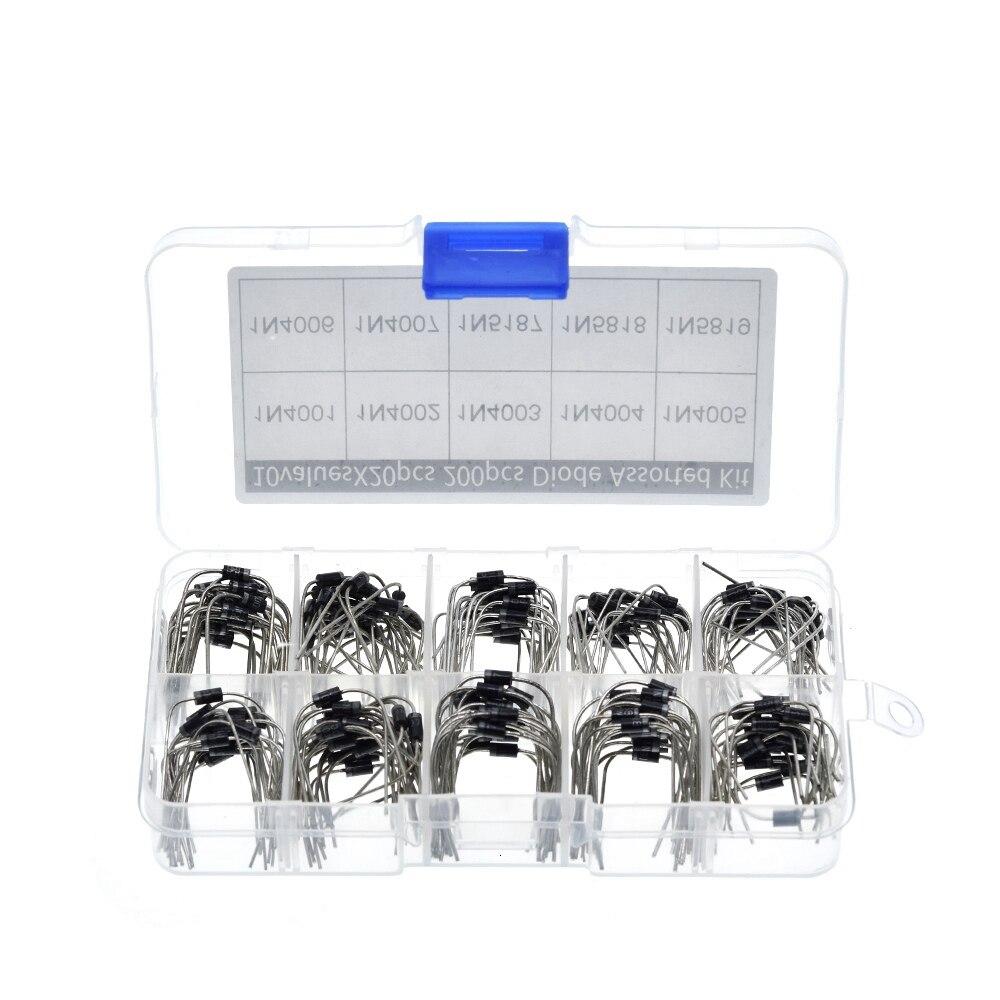 200Pcs 10 Values Rectifier Diode Assorted Kit 1N4001 1N4002 1N4003 1N4004 1N4005 1N4006 1N4007 1N5817 1N5818 1N5819 + Box