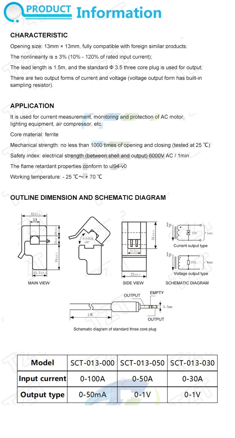 High Quality 30A 50A 100A SCT-013-030 SCT-013-050 SCT-013-000 Non-invasive AC current sensor Split Core Current Transformer