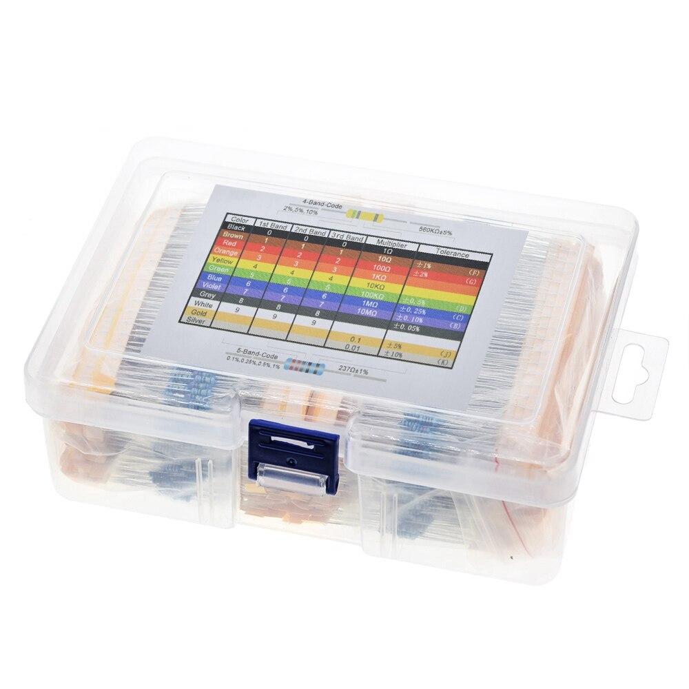 2600pcs/lot 130 Values 1/4W 0.25W 1% Metal Film Resistors Assorted Pack Kit Set Lot Resistors Assortment Kits Fixed resistor