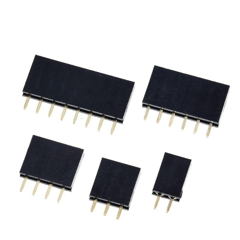 1PC Single Row Pin Female Header Socket Pitch 2.54mm 1*2P 3P 4P 6P 8P 12P 15P 20P 40P Pin Connector For Arduino
