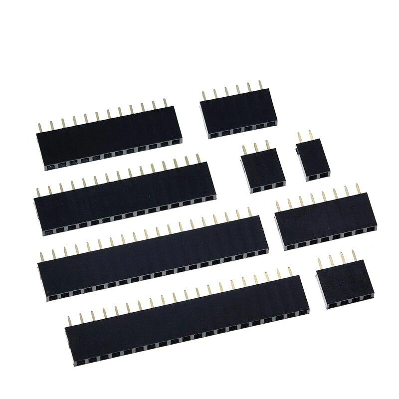 1PC Single Row Pin Female Header Socket Pitch 2.54mm 1*2P 3P 4P 6P 8P 12P 15P 20P 40P Pin Connector For Arduino