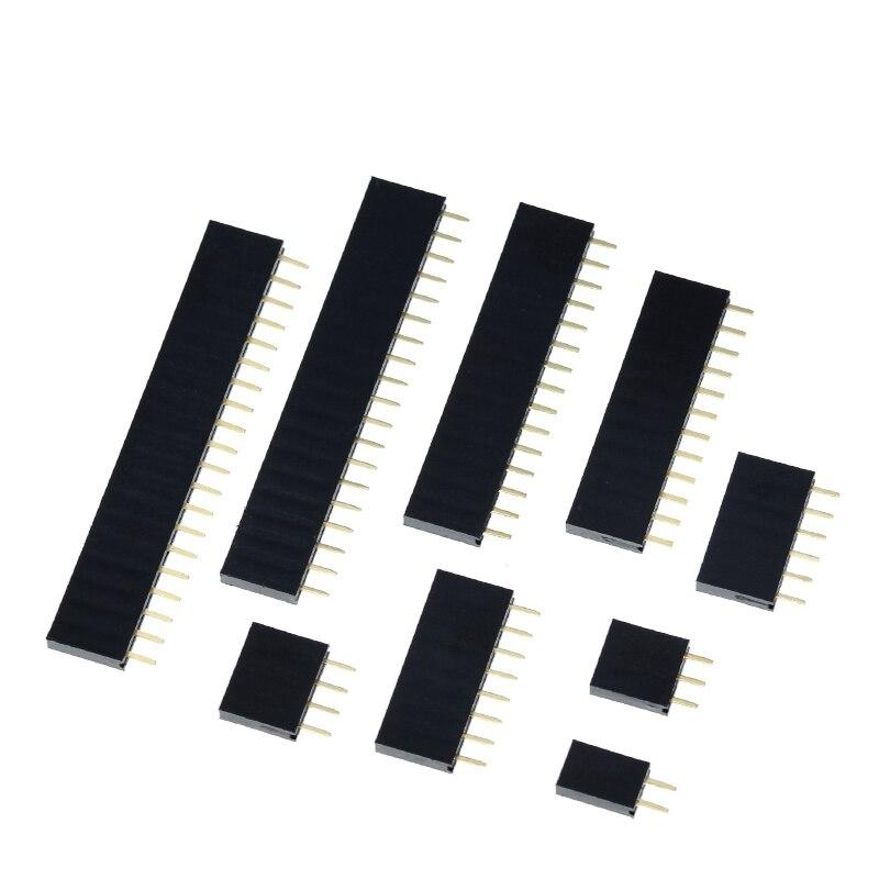 1PC Single Row Pin Female Header Socket Pitch 2.54mm 1*2P 3P 4P 6P 8P 12P 15P 20P 40P Pin Connector For Arduino