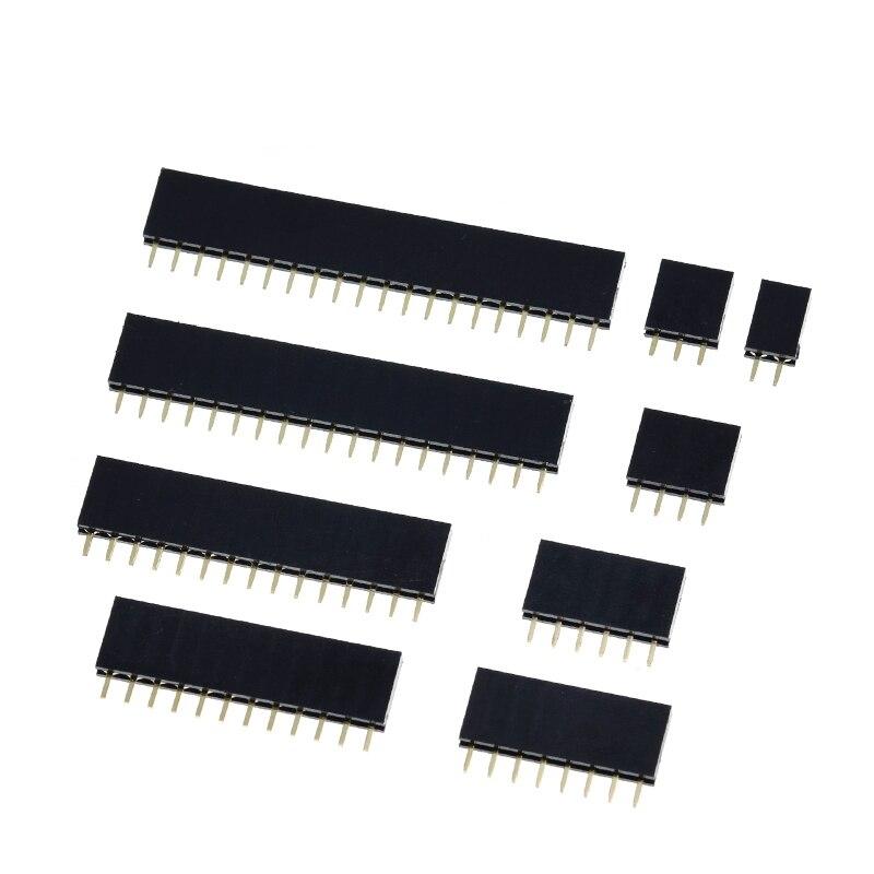 1PC Single Row Pin Female Header Socket Pitch 2.54mm 1*2P 3P 4P 6P 8P 12P 15P 20P 40P Pin Connector For Arduino