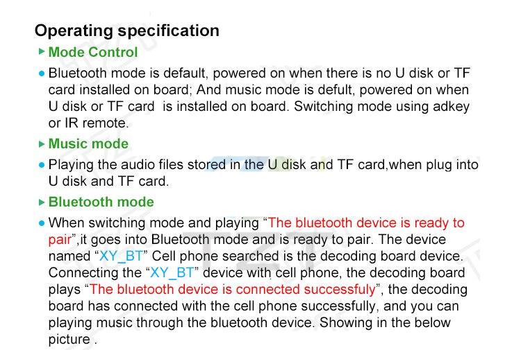 3W Car Bluetooth 4.1 MP3 WAV Decoding Board Speaker Amplifier Audio Receiver Module Support USB/TF/U-DISK/IR Remote Control Red