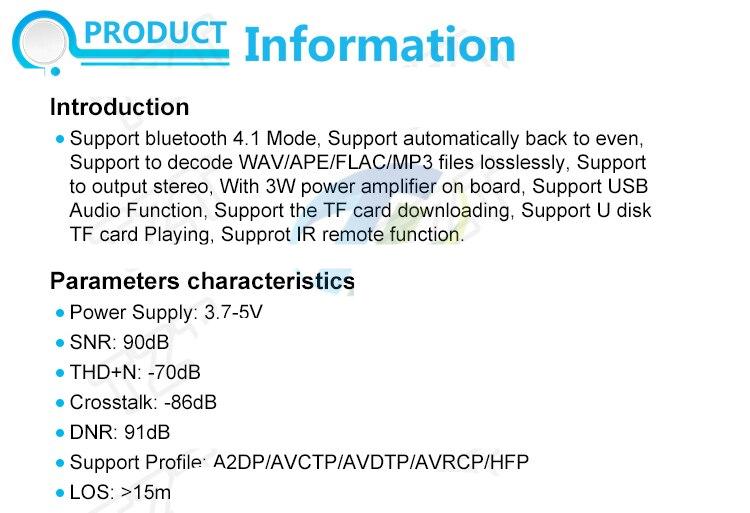 3W Car Bluetooth 4.1 MP3 WAV Decoding Board Speaker Amplifier Audio Receiver Module Support USB/TF/U-DISK/IR Remote Control Red