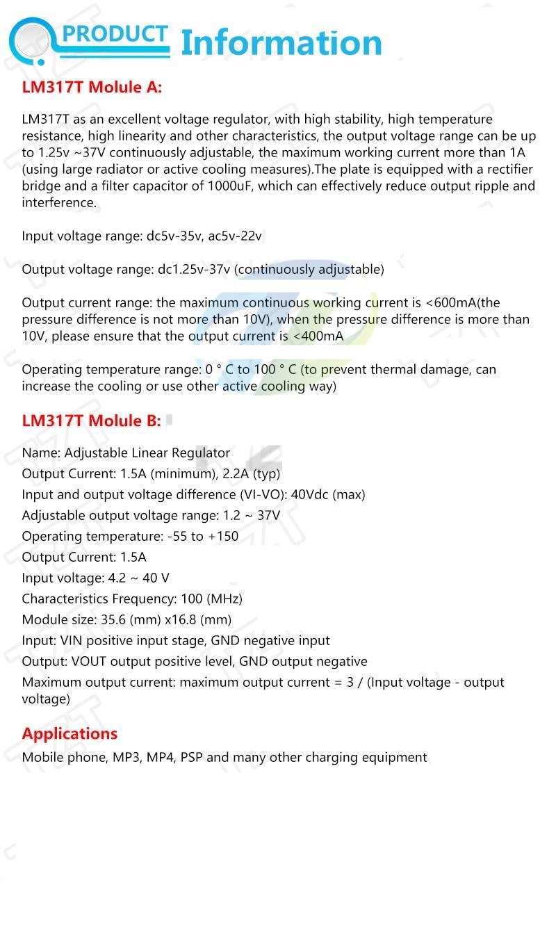 LM317T DC-DC Adjustable Converter Buck Step Down Circuit Board Module Linear Regulator Power Supply with rectifier filter