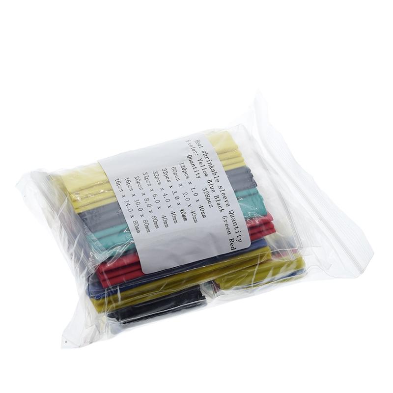 328Pcs/set Sleeving Wrap Wire Car Electrical Cable Tube kits Heat Shrink Tube Tubing Polyolefin 8 Sizes Mixed Color DIY KIT