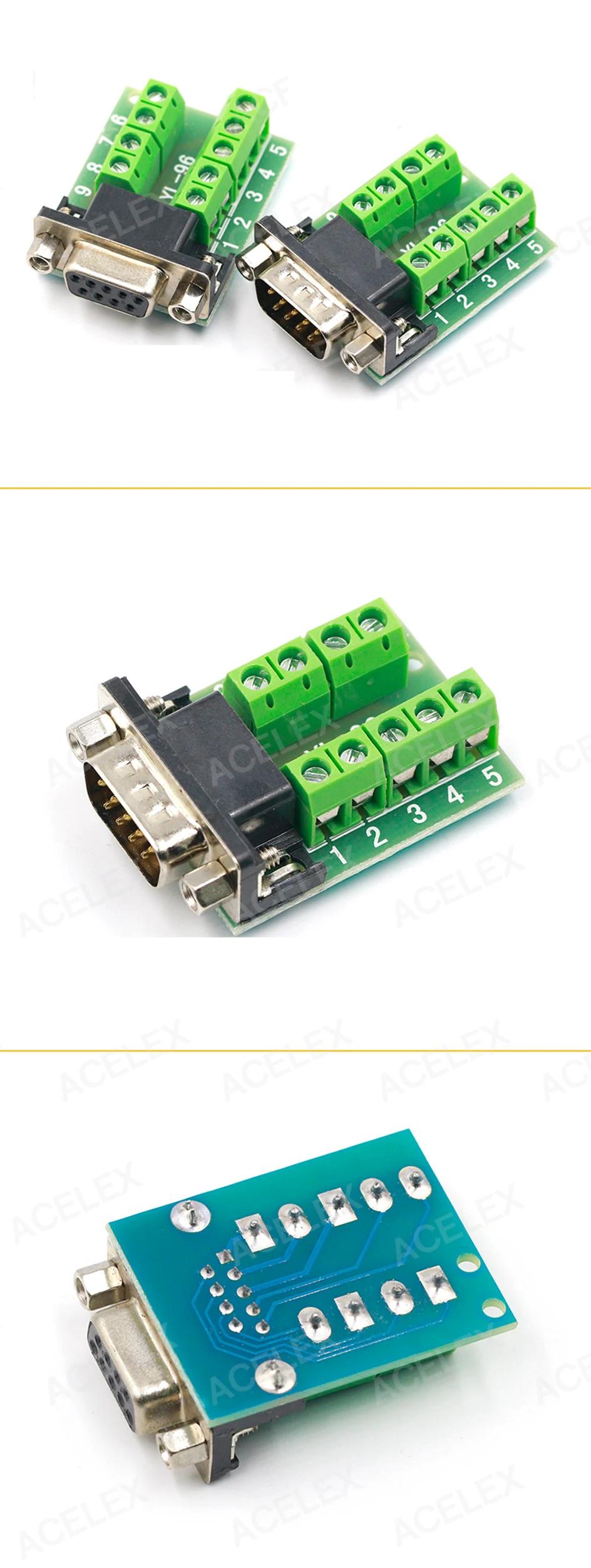DB9 Male Female Adapter Signals Terminal Module RS232 Serial To Terminal DB9 Connector