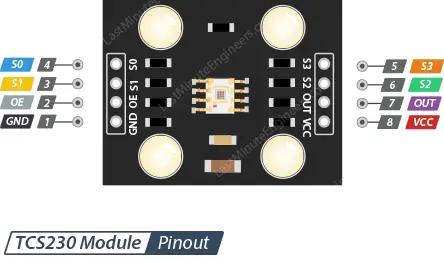tcs230 tcs3200 color sensor module pinout